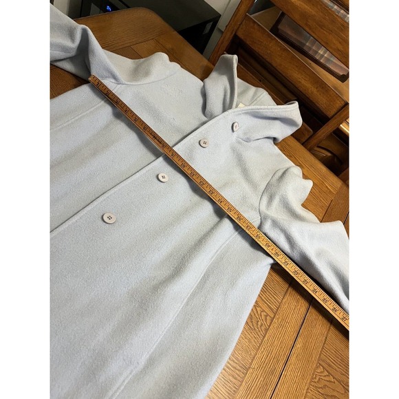 Anne Klein Mid-length Peacoat Baby Blue-Gray Wool Hidden Buttons Size 6 - Picture 11 of 16